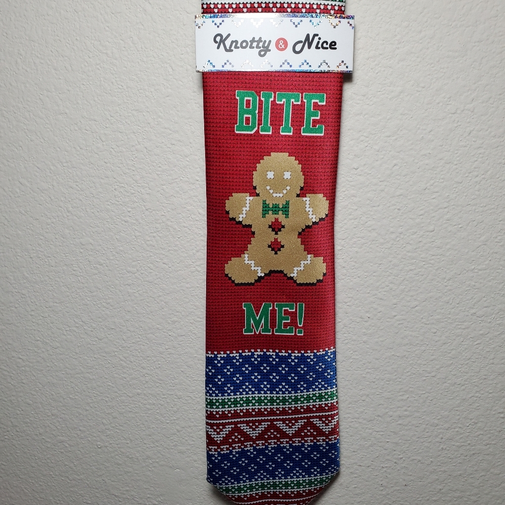 Knotty & Nice Gingerbread Man Bite Me Xmas Necktie